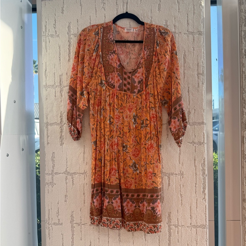 Boho Floral Orange Women's Dress